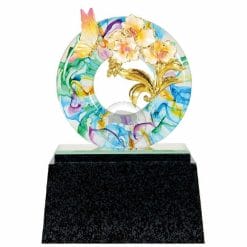 20B145-1-E 水精琉璃雕塑-芝蘭之香-雷雕款