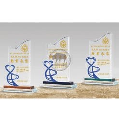 Crystal Plaques - Uprightness - Double Hearts - Blue PF-022-48-B