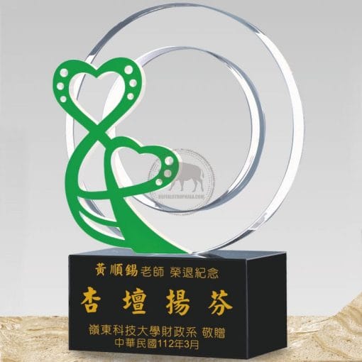 Crystal Awards - Apprentice - Double Hearts - Green PF-060-48-G