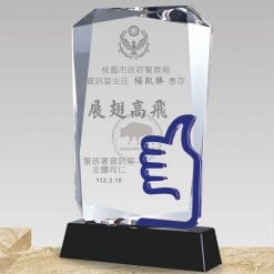 Crystal Plaques - Unforgettable - Thumbs Up - Blue PF-066-44-B