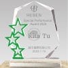 Crystal Plaques - Monumental Achievement - Three Stars - Green PF-084-46-G