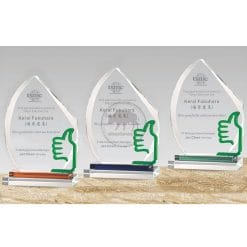 Crystal Plaques - Talent - Thumbs Up - Green PF-103-44-G