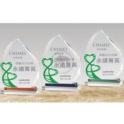 Crystal Plaques - Talent - Double Hearts - Green PF-103-48-G
