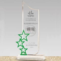 Crystal Plaques - Remarkable - Three Stars - Green PF-109-46-G