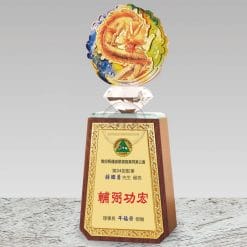 Crystal Awards - Wood & Crystal Awards - Dragon - Gold Foil PH-159-3 PH-159-3